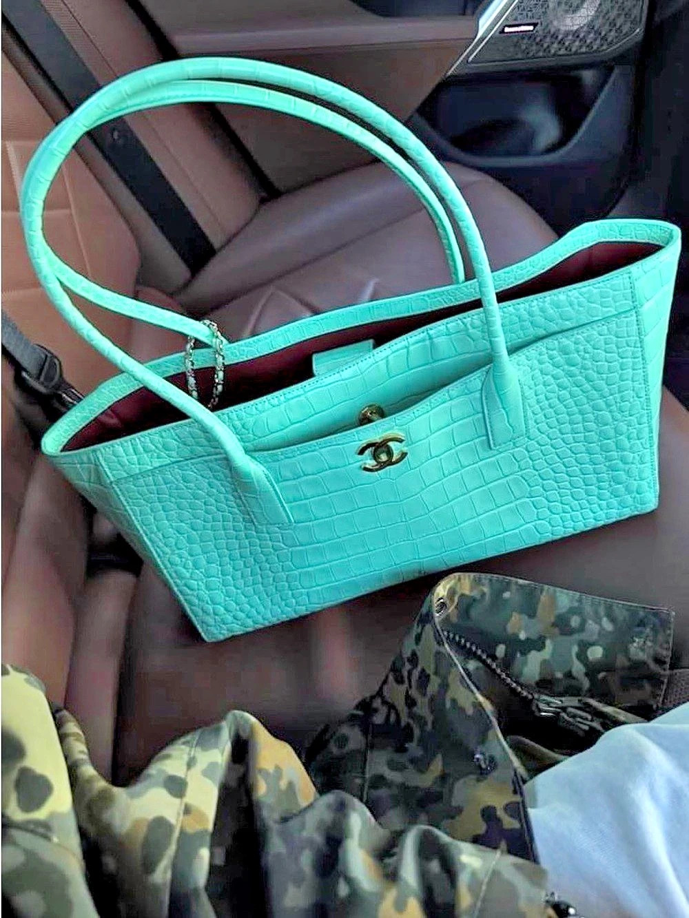 Chanel Small Shopping Bag Green Tote